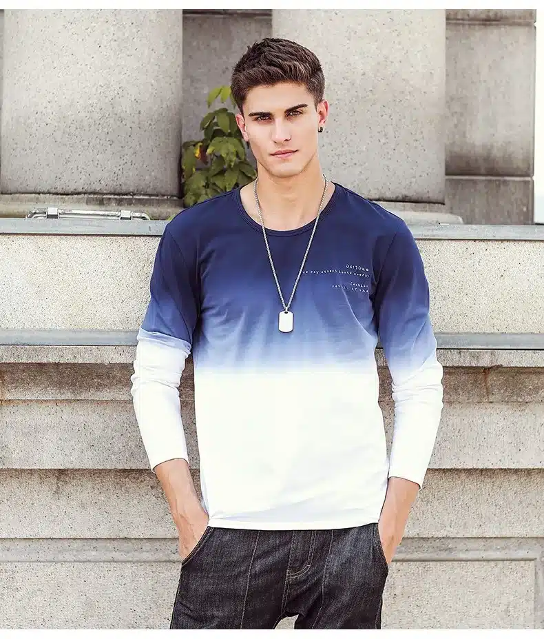 Pioneer Camp 2018 New Arrive Mens T Shirts Fashion O-Neck casual Long Sleeve T-Shirt Gradient band Clothing T Shirt Homme 611907 22