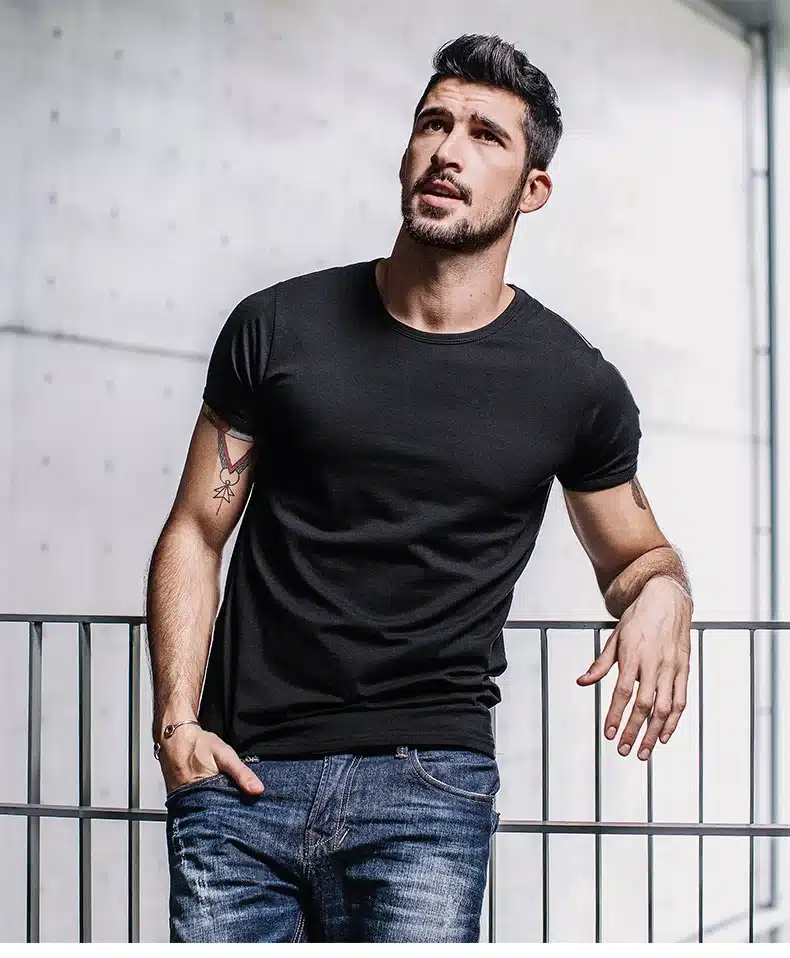 KUEGOU Summer Mens Casual T Shirts 10 Solid Colors Brand Clothing Man's Wear Short Sleeve Slim T-Shirts Tops Tees Plus Size 601 12
