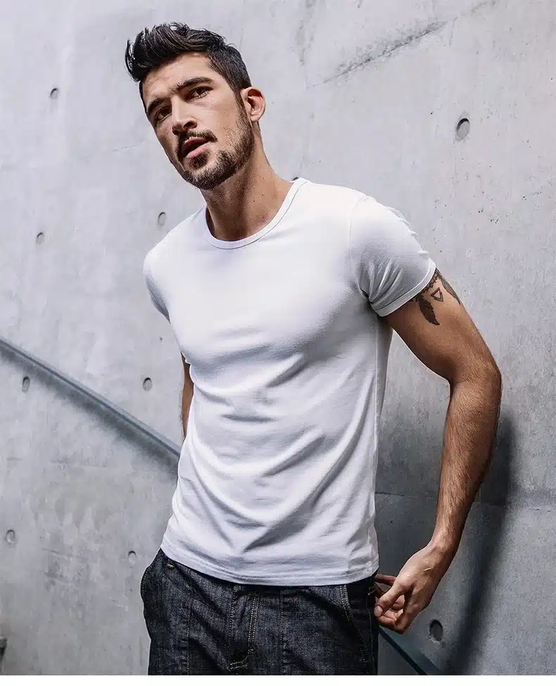 KUEGOU Summer Mens Casual T Shirts 10 Solid Colors Brand Clothing Man's Wear Short Sleeve Slim T-Shirts Tops Tees Plus Size 601 13