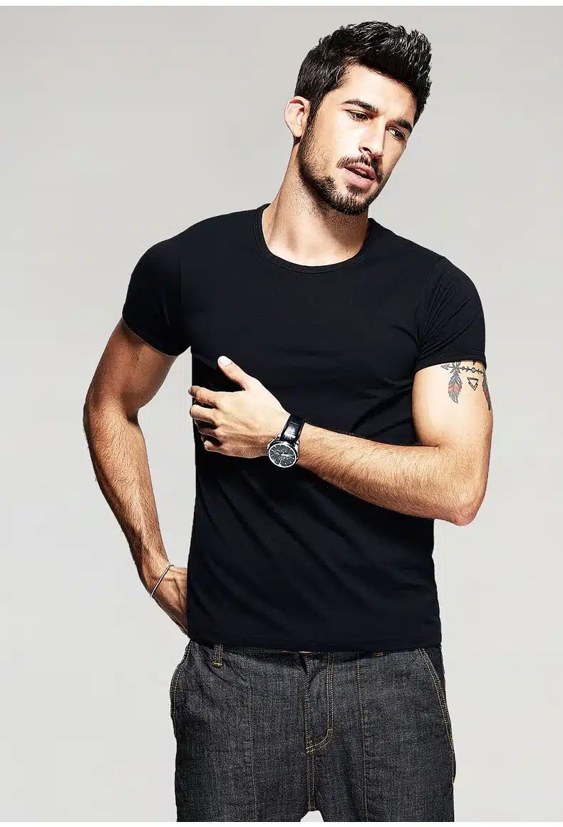 KUEGOU Summer Mens Casual T Shirts 10 Solid Colors Brand Clothing Man's Wear Short Sleeve Slim T-Shirts Tops Tees Plus Size 601 17