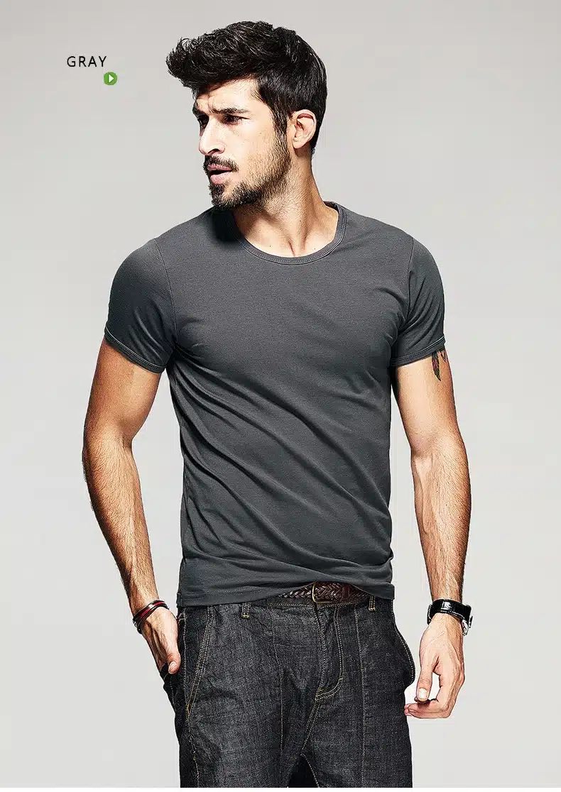 KUEGOU Summer Mens Casual T Shirts 10 Solid Colors Brand Clothing Man's Wear Short Sleeve Slim T-Shirts Tops Tees Plus Size 601 23