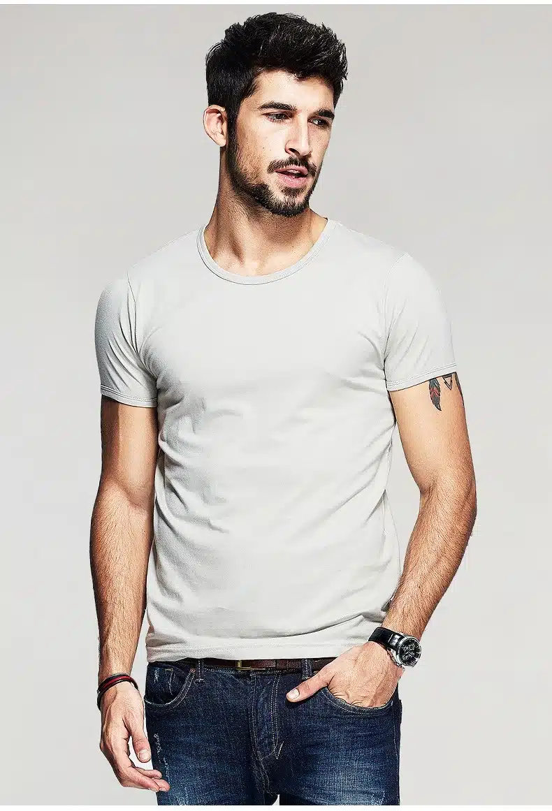 KUEGOU Summer Mens Casual T Shirts 10 Solid Colors Brand Clothing Man's Wear Short Sleeve Slim T-Shirts Tops Tees Plus Size 601 26
