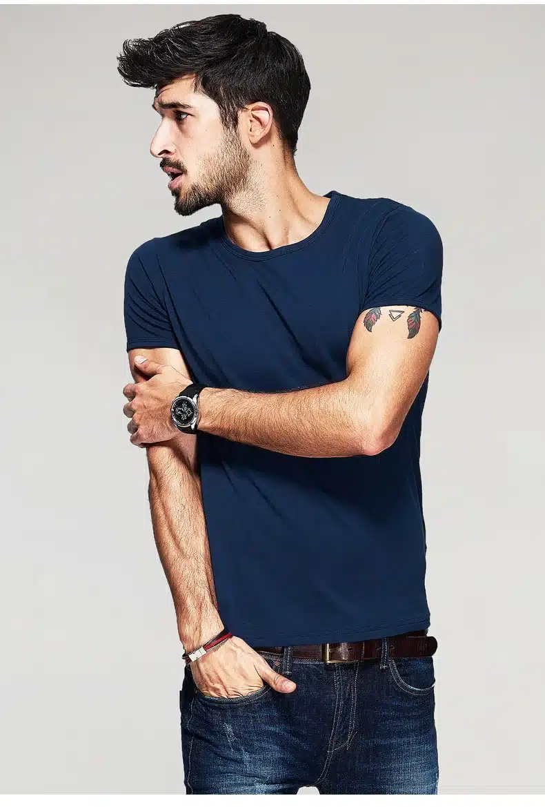 KUEGOU Summer Mens Casual T Shirts 10 Solid Colors Brand Clothing Man's Wear Short Sleeve Slim T-Shirts Tops Tees Plus Size 601 28