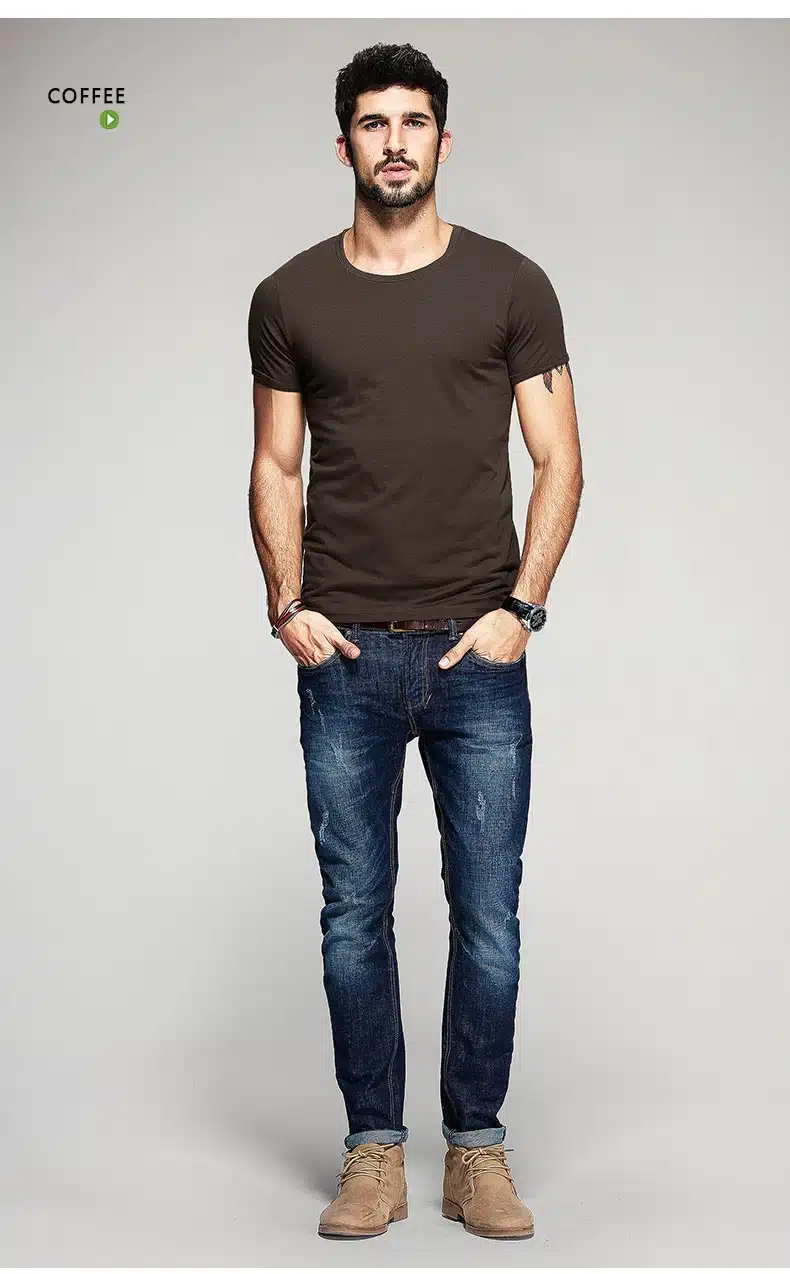 KUEGOU Summer Mens Casual T Shirts 10 Solid Colors Brand Clothing Man's Wear Short Sleeve Slim T-Shirts Tops Tees Plus Size 601 29