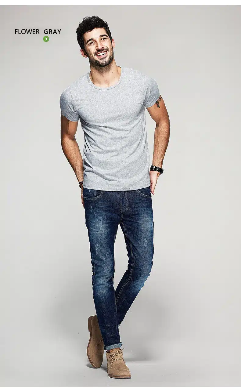 KUEGOU Summer Mens Casual T Shirts 10 Solid Colors Brand Clothing Man's Wear Short Sleeve Slim T-Shirts Tops Tees Plus Size 601 35