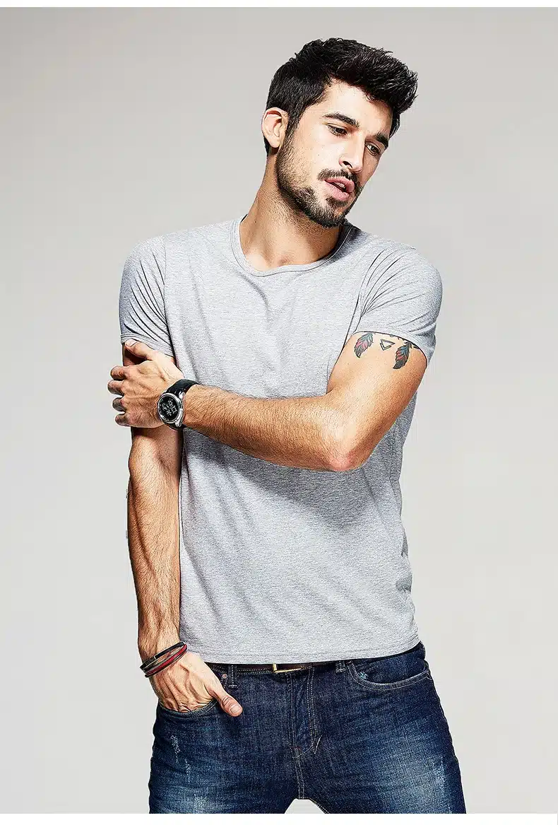 KUEGOU Summer Mens Casual T Shirts 10 Solid Colors Brand Clothing Man's Wear Short Sleeve Slim T-Shirts Tops Tees Plus Size 601 36
