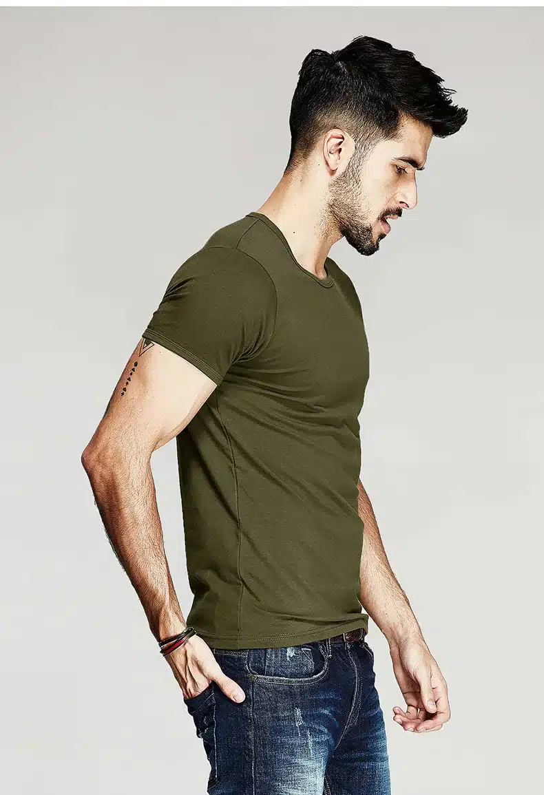 KUEGOU Summer Mens Casual T Shirts 10 Solid Colors Brand Clothing Man's Wear Short Sleeve Slim T-Shirts Tops Tees Plus Size 601 38