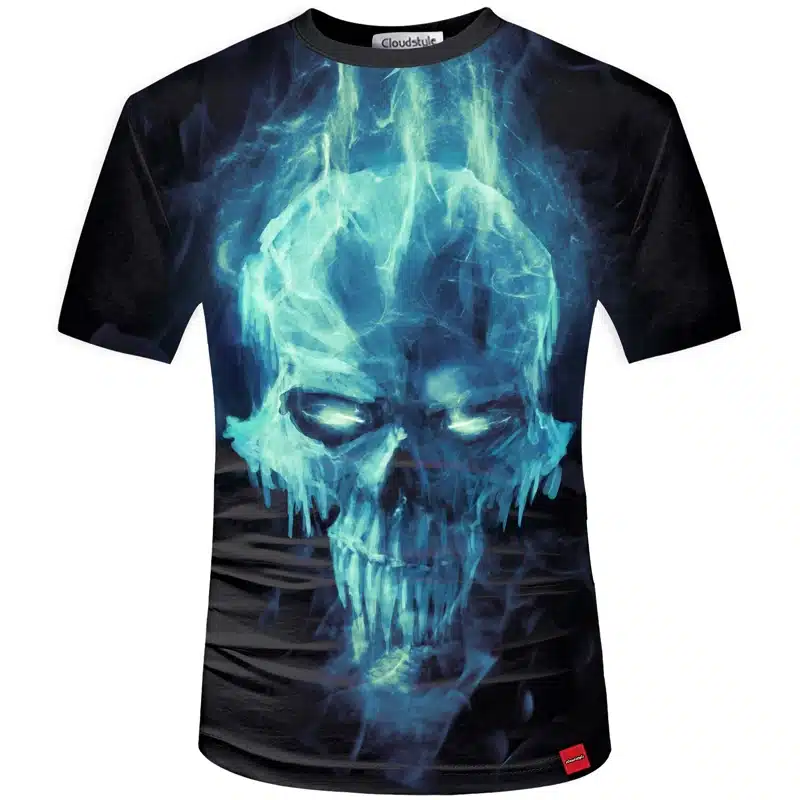 Cloudstyle New Hot Men Summer 3D t shirt Street Fashion models love fashion skull soul chariot Rock T-shirt Men Clothes 19
