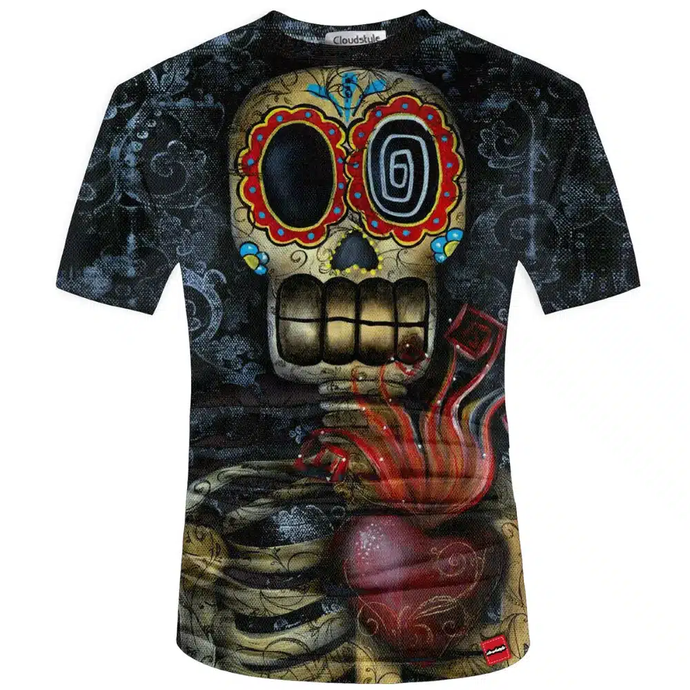 Cloudstyle New Hot Men Summer 3D t shirt Street Fashion models love fashion skull soul chariot Rock T-shirt Men Clothes 21