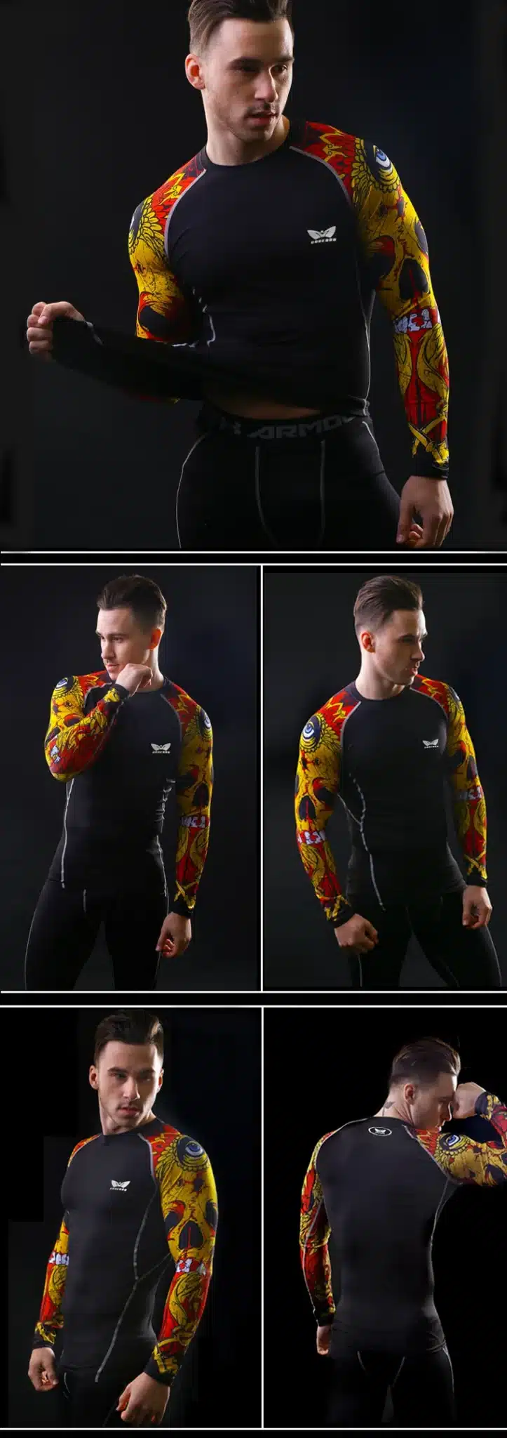 Men Compression Long sleeve Breathable Quick Dry T Shirts Bodybuilding Weight lifting Base Layer Fitness Tight Tops T-shirt 12