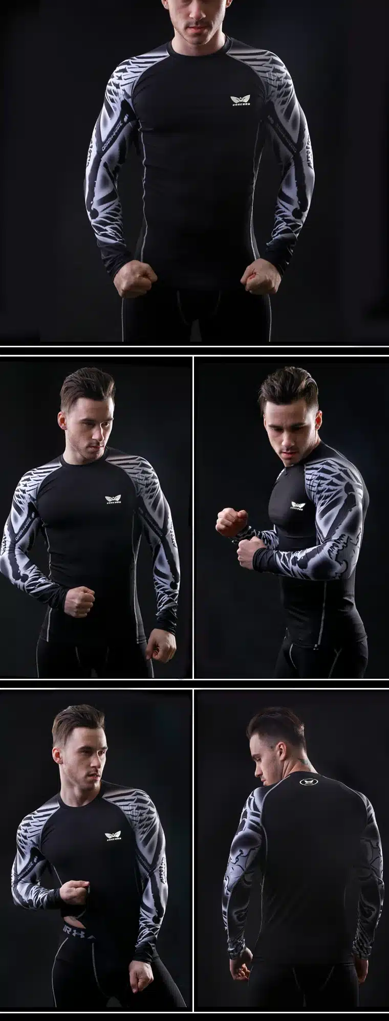 Men Compression Long sleeve Breathable Quick Dry T Shirts Bodybuilding Weight lifting Base Layer Fitness Tight Tops T-shirt 14