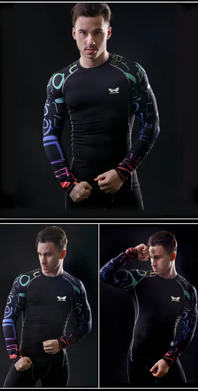Men Compression Long sleeve Breathable Quick Dry T Shirts Bodybuilding Weight lifting Base Layer Fitness Tight Tops T-shirt 15