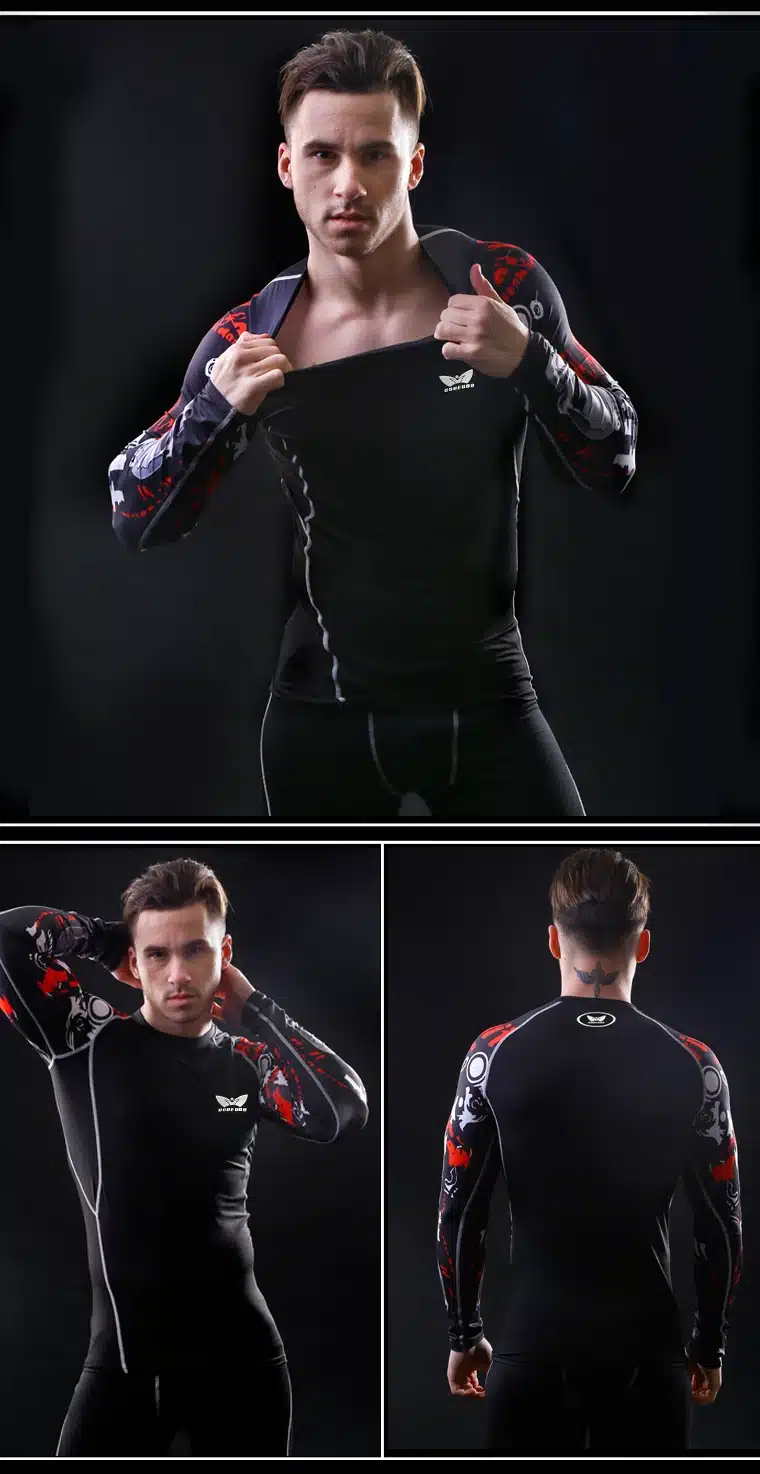 Men Compression Long sleeve Breathable Quick Dry T Shirts Bodybuilding Weight lifting Base Layer Fitness Tight Tops T-shirt 16