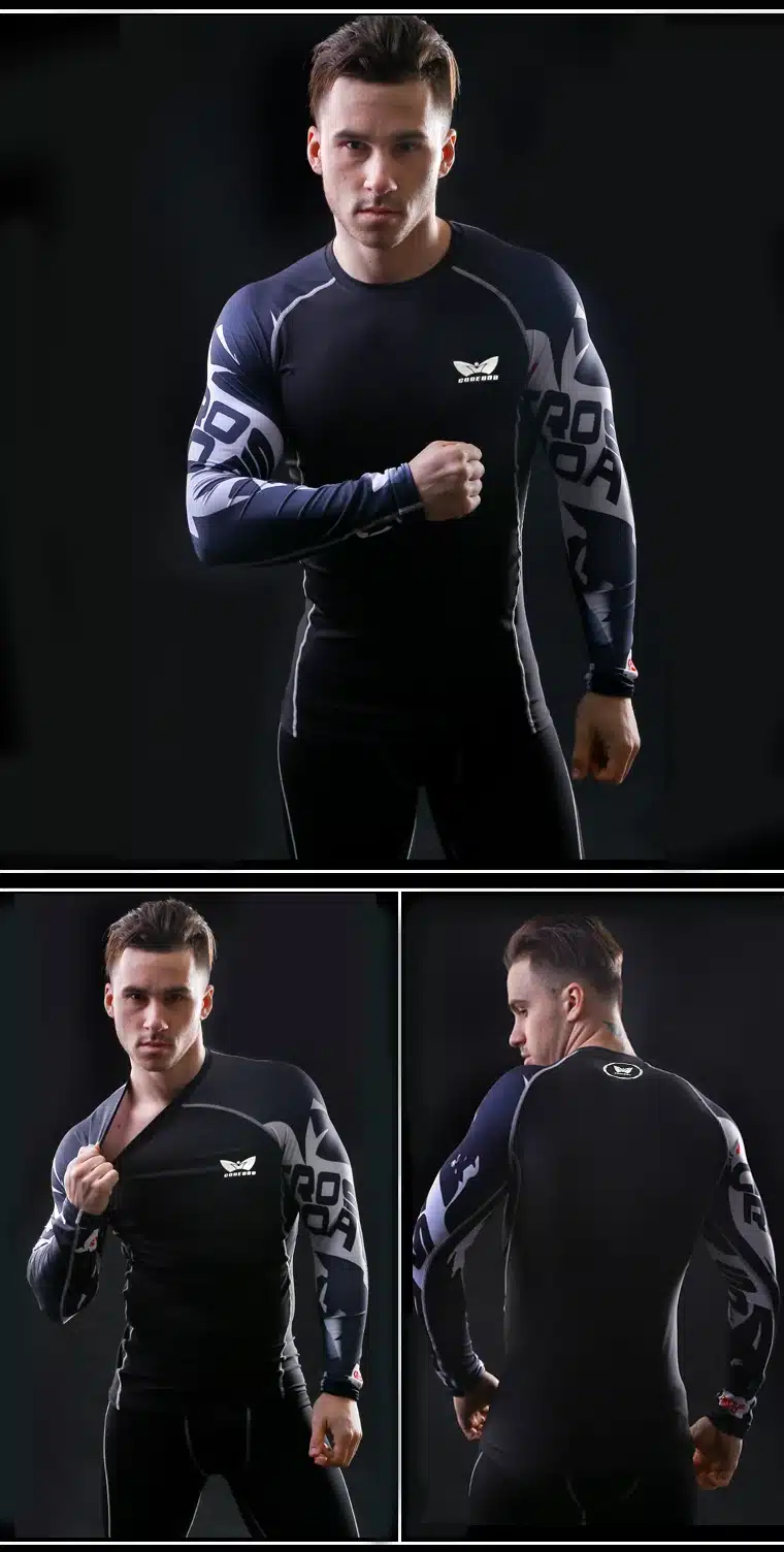 Men Compression Long sleeve Breathable Quick Dry T Shirts Bodybuilding Weight lifting Base Layer Fitness Tight Tops T-shirt 18