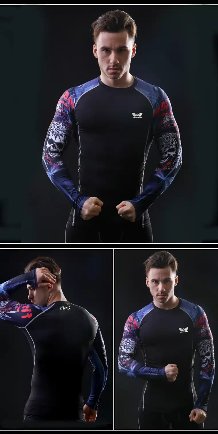 Men Compression Long sleeve Breathable Quick Dry T Shirts Bodybuilding Weight lifting Base Layer Fitness Tight Tops T-shirt 19