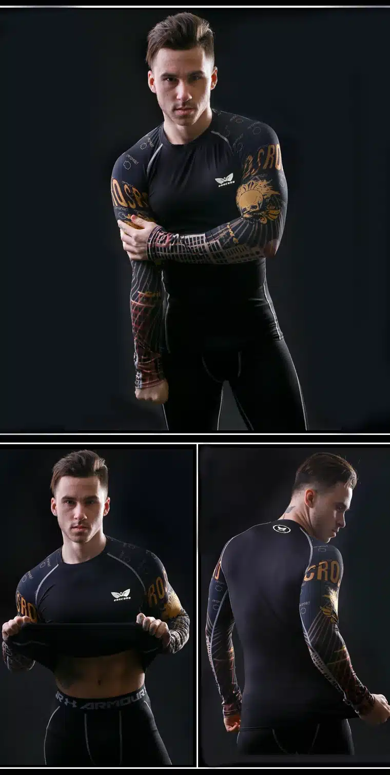 Men Compression Long sleeve Breathable Quick Dry T Shirts Bodybuilding Weight lifting Base Layer Fitness Tight Tops T-shirt 21