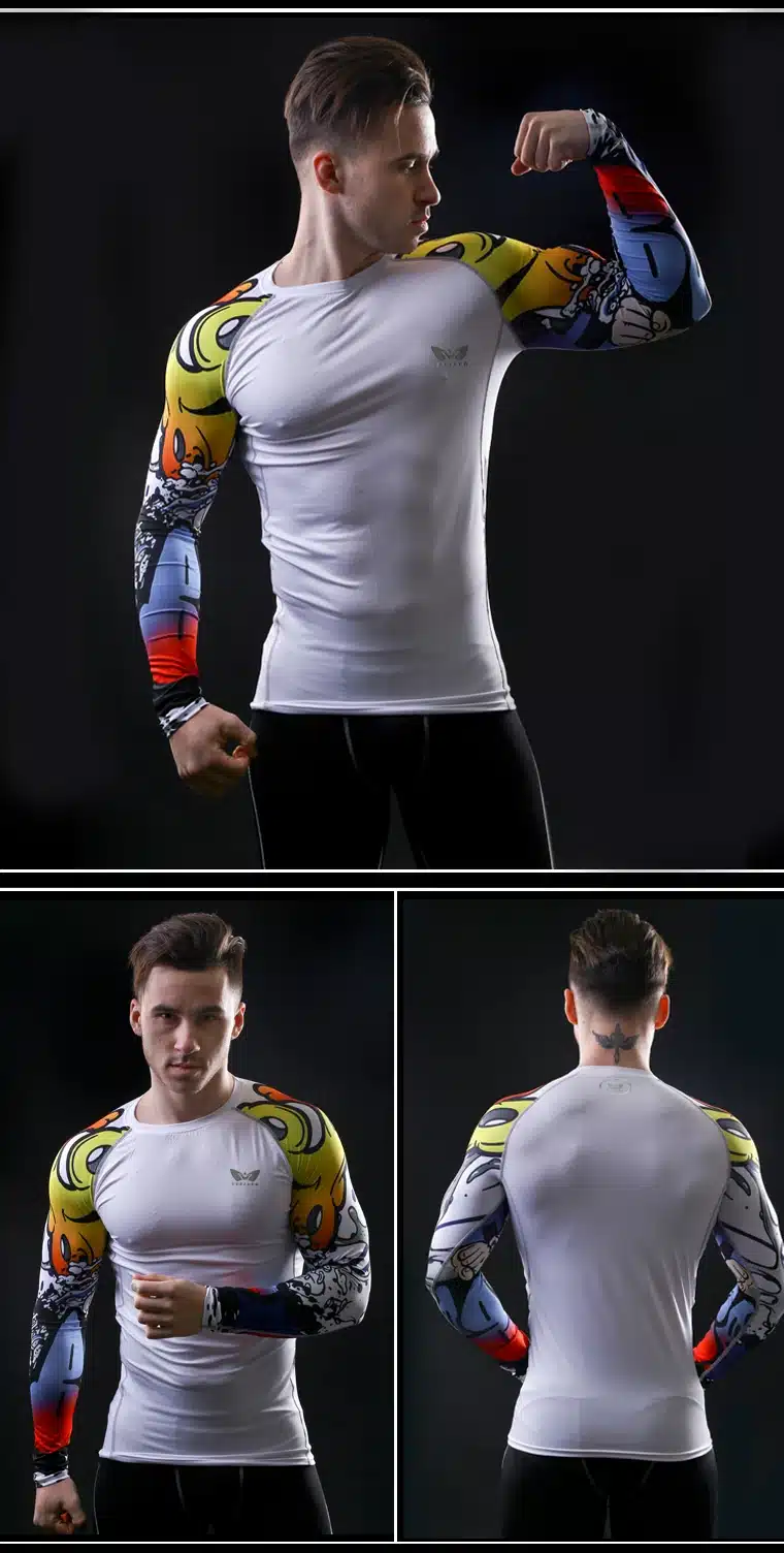 Men Compression Long sleeve Breathable Quick Dry T Shirts Bodybuilding Weight lifting Base Layer Fitness Tight Tops T-shirt 22