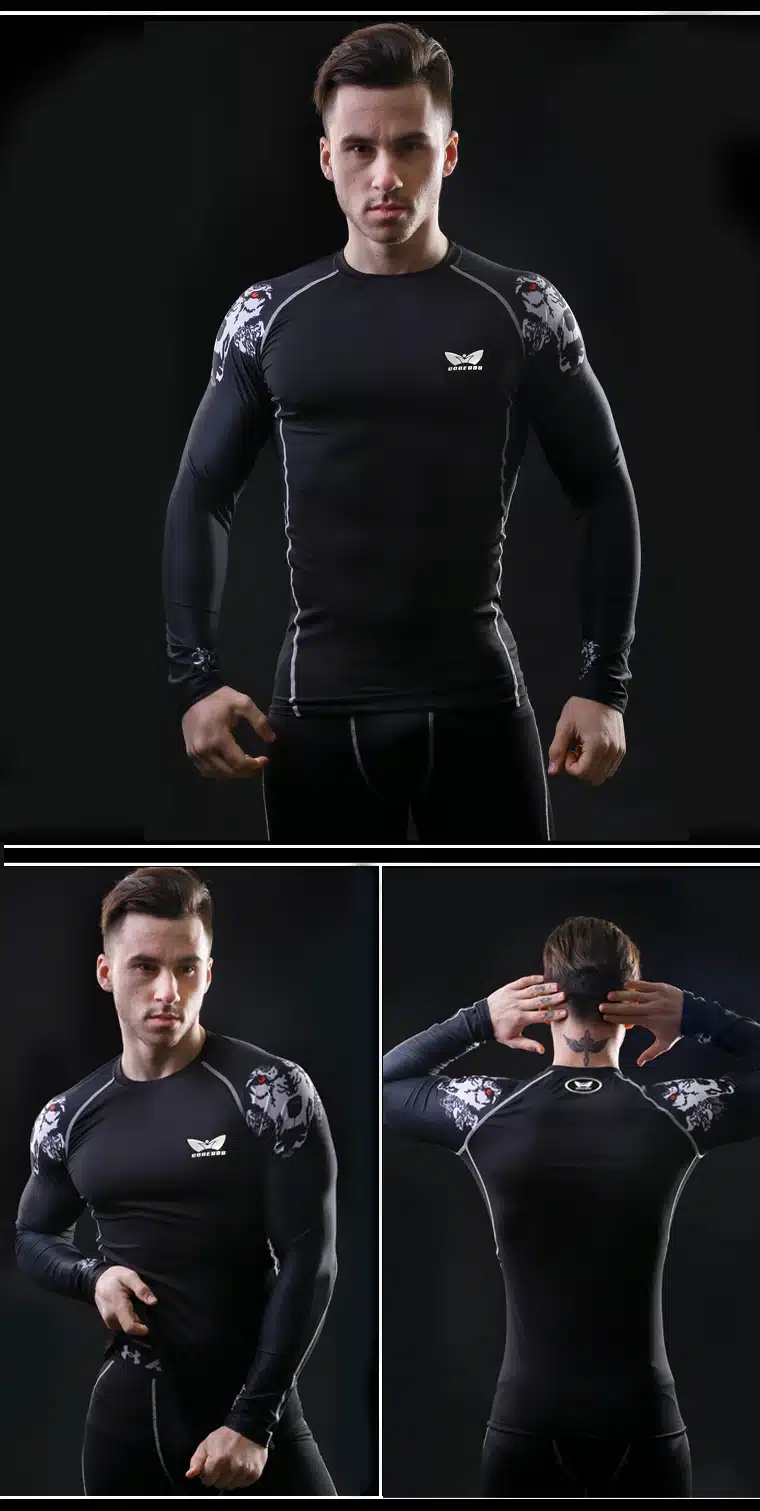 Men Compression Long sleeve Breathable Quick Dry T Shirts Bodybuilding Weight lifting Base Layer Fitness Tight Tops T-shirt 23
