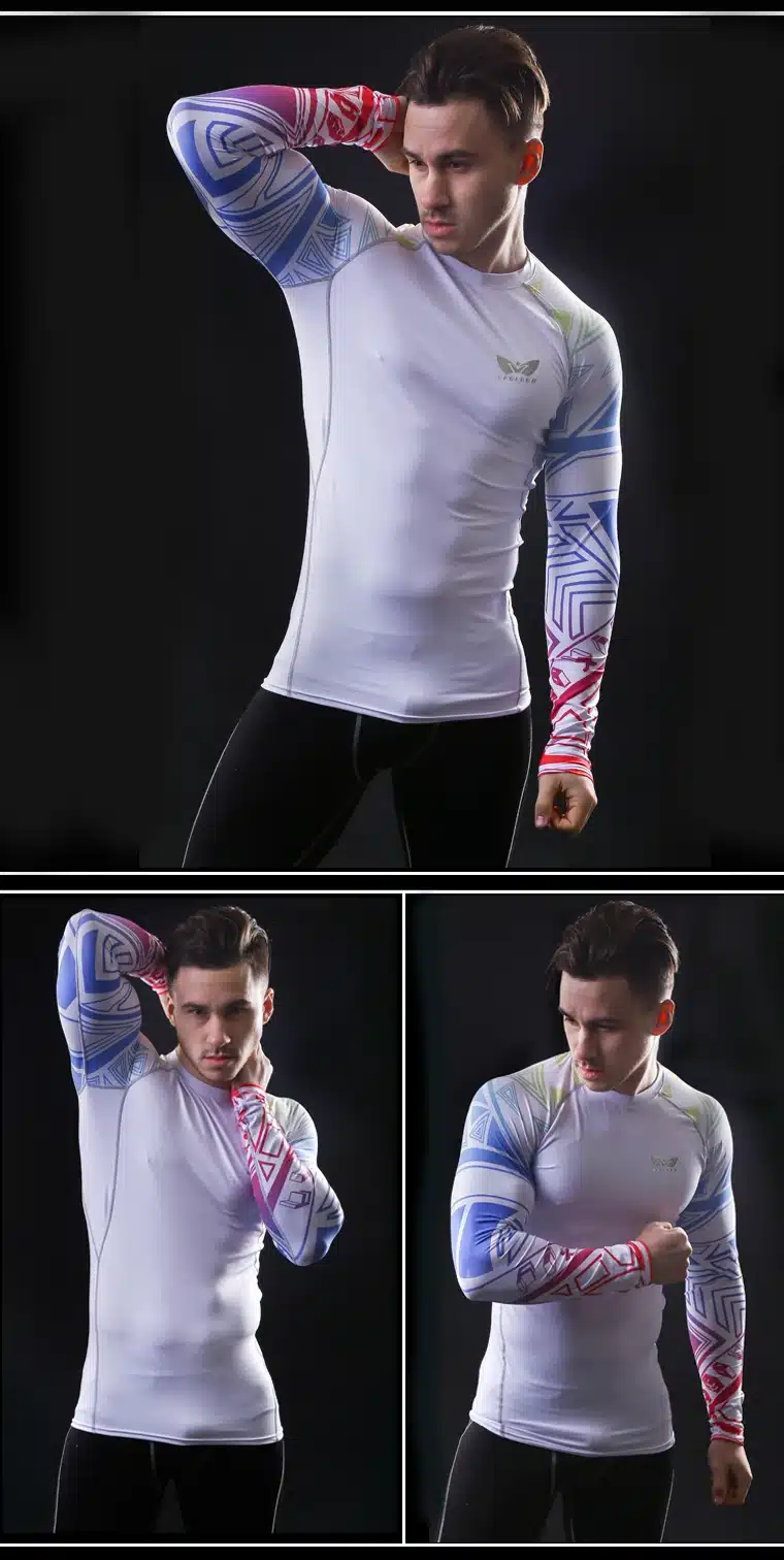 Men Compression Long sleeve Breathable Quick Dry T Shirts Bodybuilding Weight lifting Base Layer Fitness Tight Tops T-shirt 24