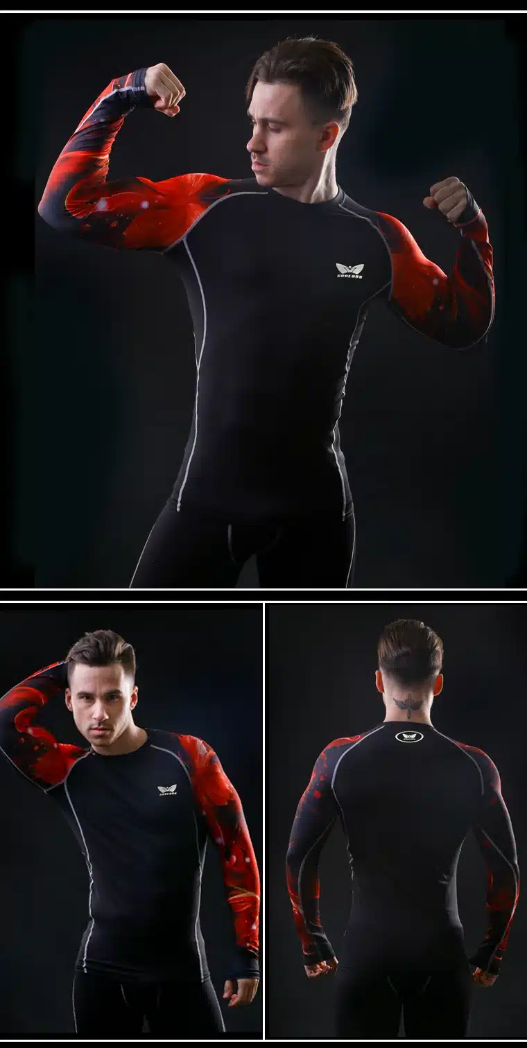 Men Compression Long sleeve Breathable Quick Dry T Shirts Bodybuilding Weight lifting Base Layer Fitness Tight Tops T-shirt 25