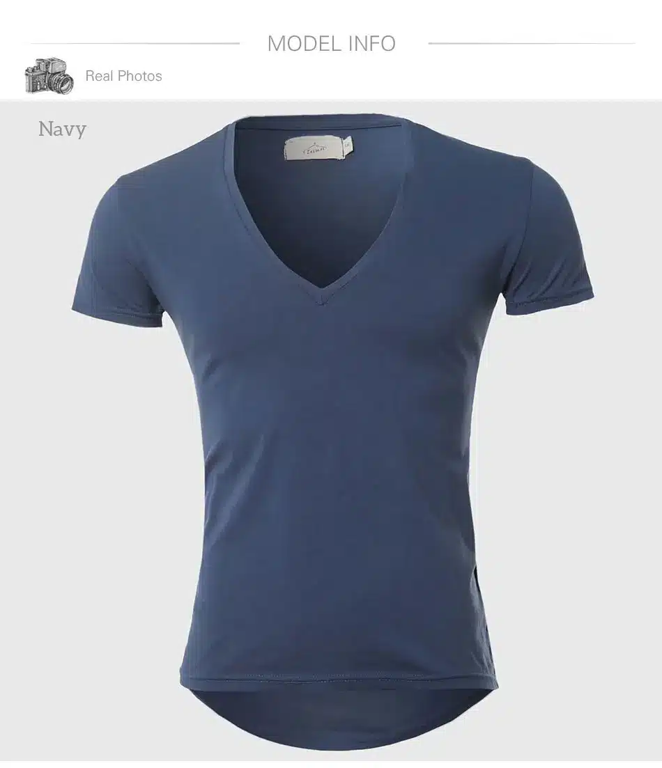 21 Colors Deep V Neck T-Shirt Men Fashion Compression Short Sleeve T Shirt Male Muscle Fitness Tight Summer Top Tees 16