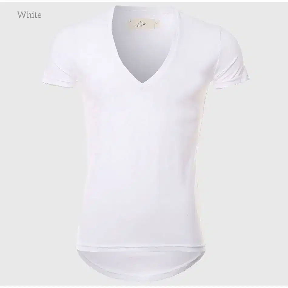 21 Colors Deep V Neck T-Shirt Men Fashion Compression Short Sleeve T Shirt Male Muscle Fitness Tight Summer Top Tees 21