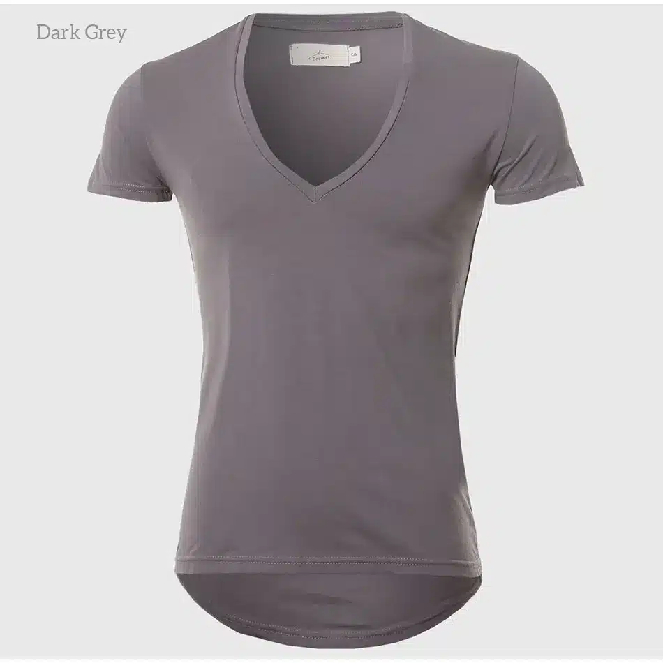 21 Colors Deep V Neck T-Shirt Men Fashion Compression Short Sleeve T Shirt Male Muscle Fitness Tight Summer Top Tees 23