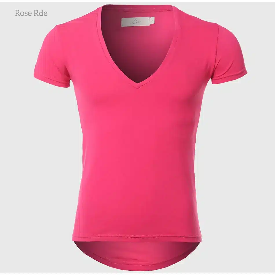 21 Colors Deep V Neck T-Shirt Men Fashion Compression Short Sleeve T Shirt Male Muscle Fitness Tight Summer Top Tees 25