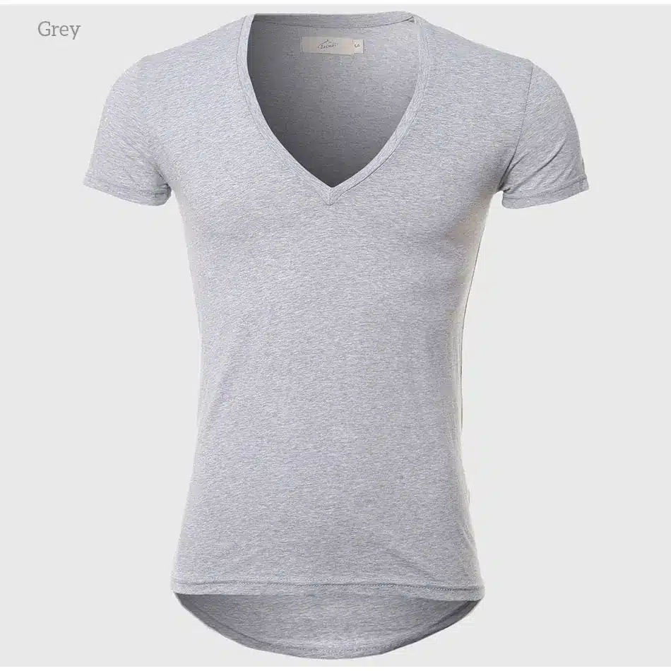 21 Colors Deep V Neck T-Shirt Men Fashion Compression Short Sleeve T Shirt Male Muscle Fitness Tight Summer Top Tees 27
