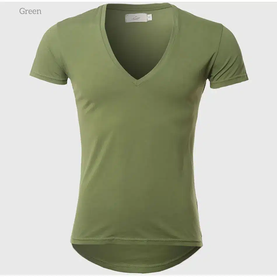 21 Colors Deep V Neck T-Shirt Men Fashion Compression Short Sleeve T Shirt Male Muscle Fitness Tight Summer Top Tees 29