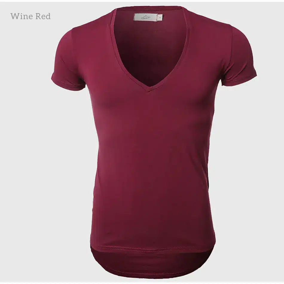 21 Colors Deep V Neck T-Shirt Men Fashion Compression Short Sleeve T Shirt Male Muscle Fitness Tight Summer Top Tees 37