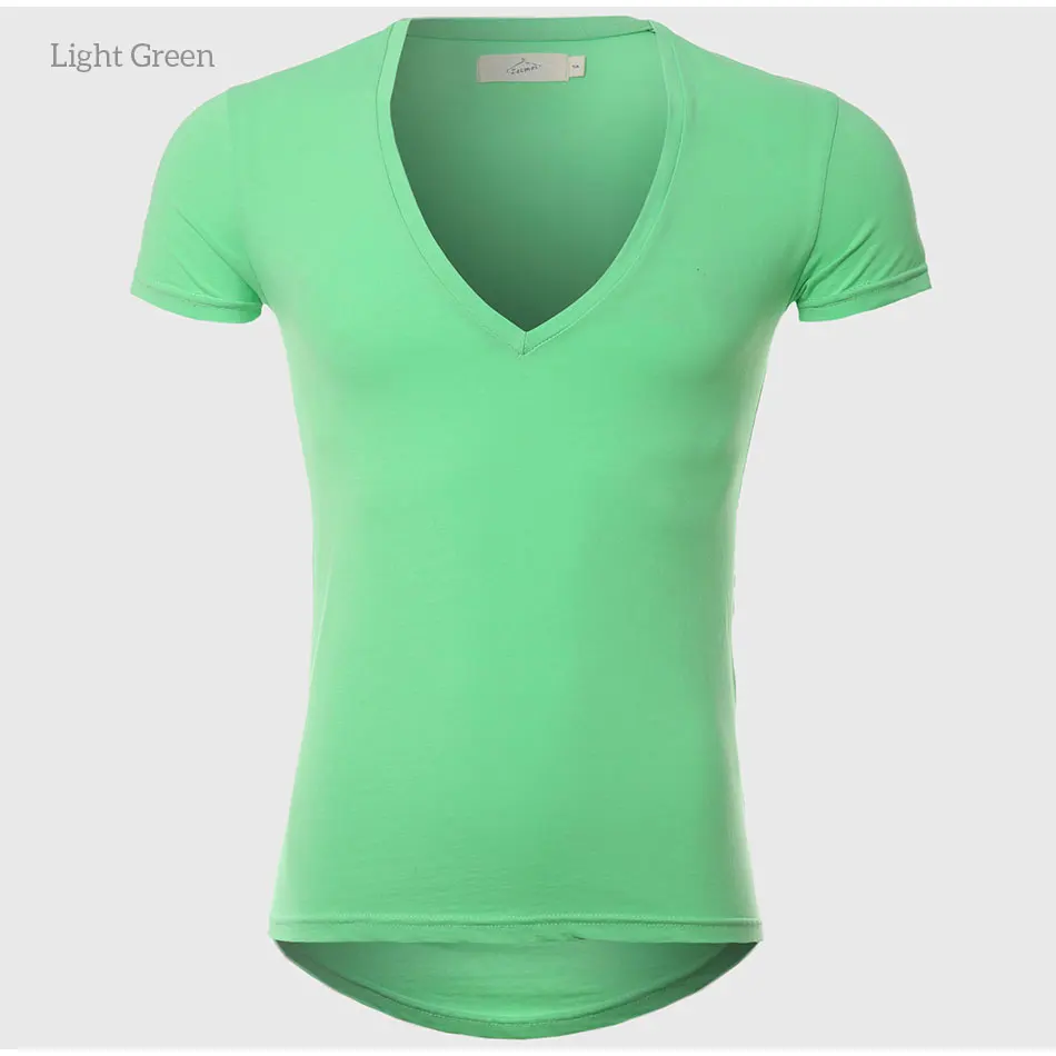21 Colors Deep V Neck T-Shirt Men Fashion Compression Short Sleeve T Shirt Male Muscle Fitness Tight Summer Top Tees 41