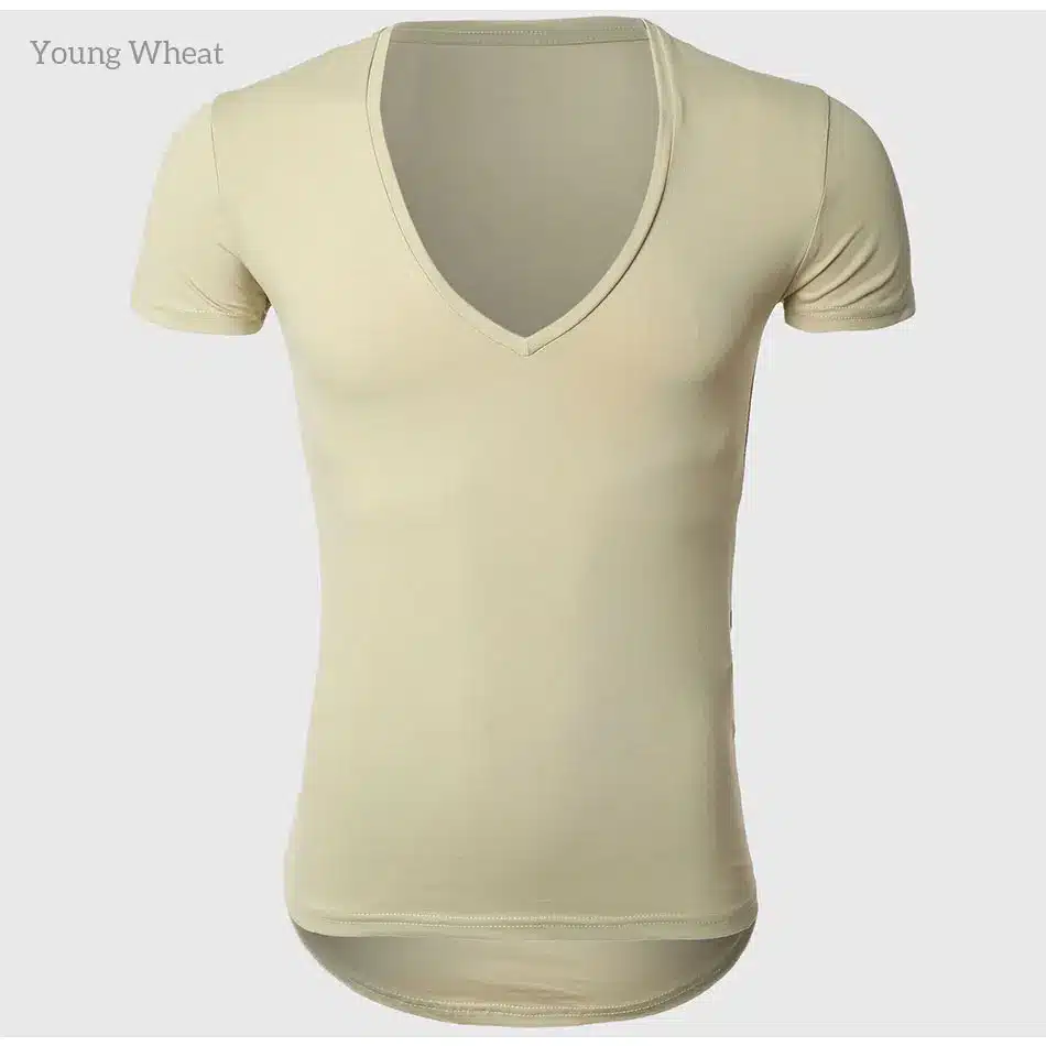 21 Colors Deep V Neck T-Shirt Men Fashion Compression Short Sleeve T Shirt Male Muscle Fitness Tight Summer Top Tees 49