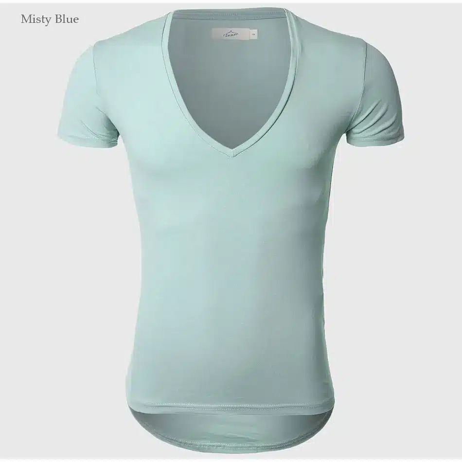 21 Colors Deep V Neck T-Shirt Men Fashion Compression Short Sleeve T Shirt Male Muscle Fitness Tight Summer Top Tees 58