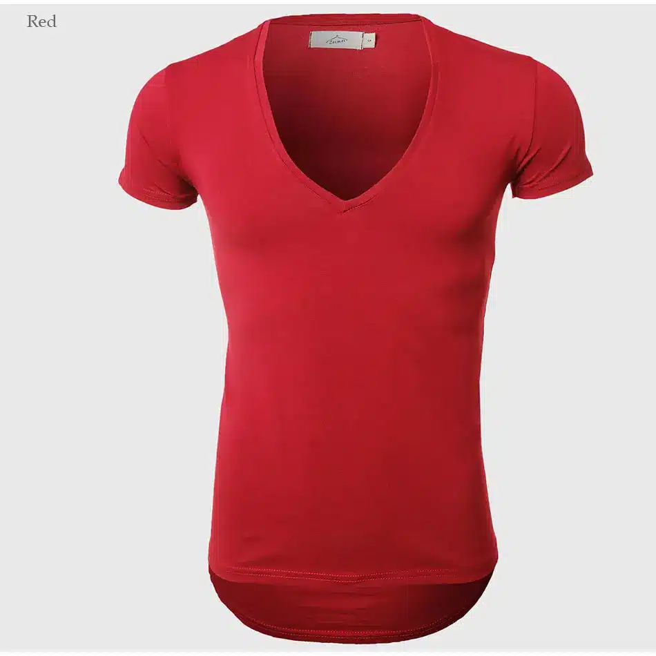21 Colors Deep V Neck T-Shirt Men Fashion Compression Short Sleeve T Shirt Male Muscle Fitness Tight Summer Top Tees 59