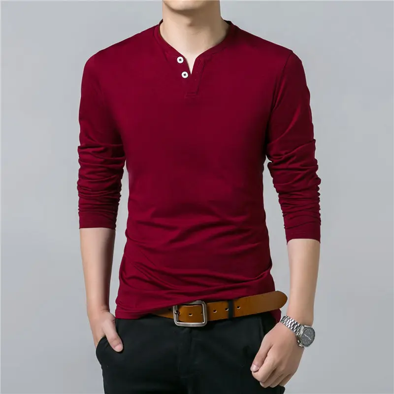 COODRONY T-Shirt Men 2017 Spring Summer New Long Sleeve Henry Collar T Shirt Men Brand Soft Pure Cotton Slim Fit Tee Shirts 7625 8
