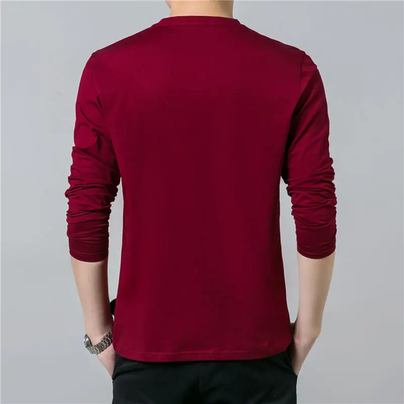 COODRONY T-Shirt Men 2017 Spring Summer New Long Sleeve Henry Collar T Shirt Men Brand Soft Pure Cotton Slim Fit Tee Shirts 7625 9