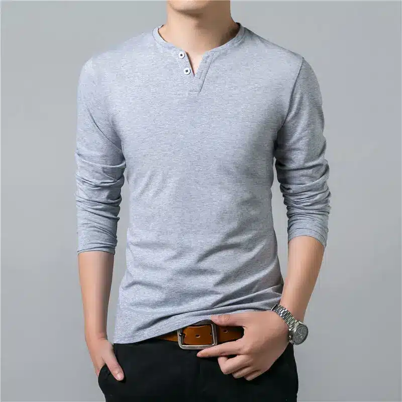 COODRONY T-Shirt Men 2017 Spring Summer New Long Sleeve Henry Collar T Shirt Men Brand Soft Pure Cotton Slim Fit Tee Shirts 7625 12