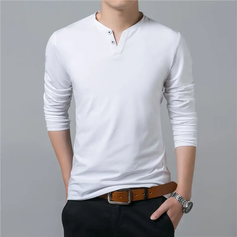 COODRONY T-Shirt Men 2017 Spring Summer New Long Sleeve Henry Collar T Shirt Men Brand Soft Pure Cotton Slim Fit Tee Shirts 7625 14