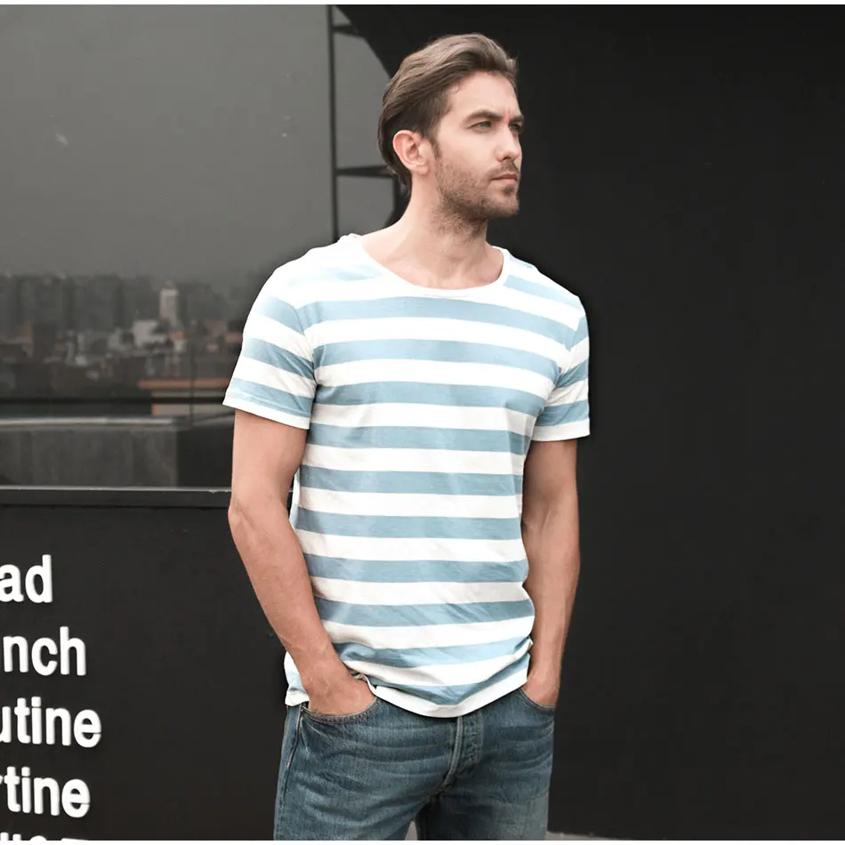 Zecmos Navy Striped Sailor T-Shirt Men Summer Black And White Striped Loose T Shirt Men Horizontal Sea Style 21