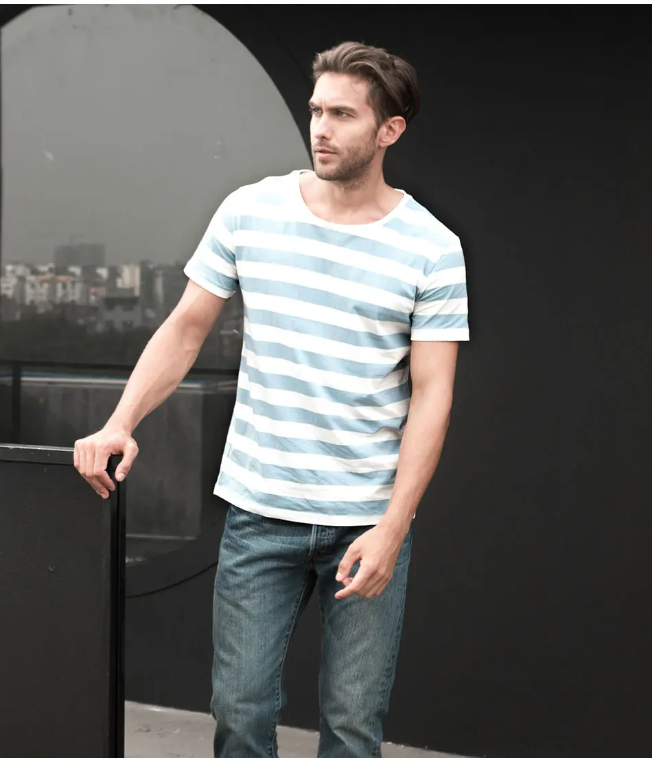 Zecmos Navy Striped Sailor T-Shirt Men Summer Black And White Striped Loose T Shirt Men Horizontal Sea Style 22