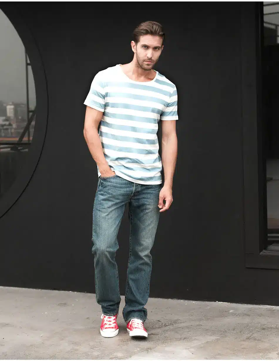Zecmos Navy Striped Sailor T-Shirt Men Summer Black And White Striped Loose T Shirt Men Horizontal Sea Style 23