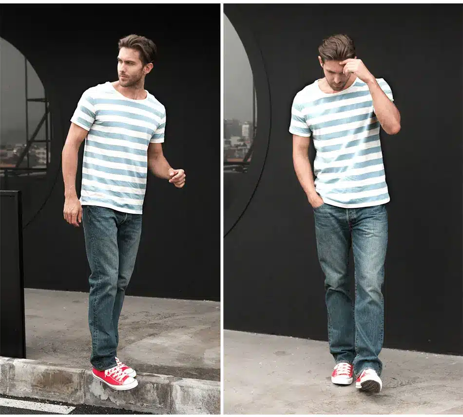 Zecmos Navy Striped Sailor T-Shirt Men Summer Black And White Striped Loose T Shirt Men Horizontal Sea Style 25