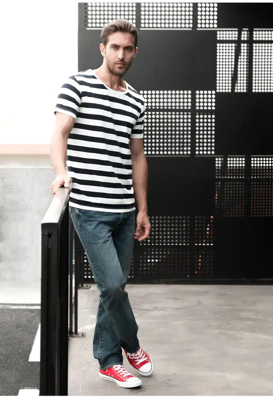 Zecmos Navy Striped Sailor T-Shirt Men Summer Black And White Striped Loose T Shirt Men Horizontal Sea Style 28