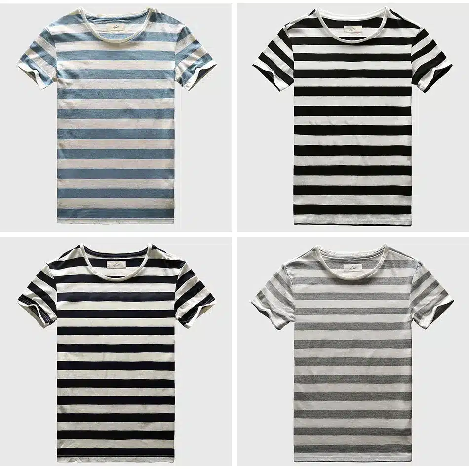 Zecmos Navy Striped Sailor T-Shirt Men Summer Black And White Striped Loose T Shirt Men Horizontal Sea Style 30