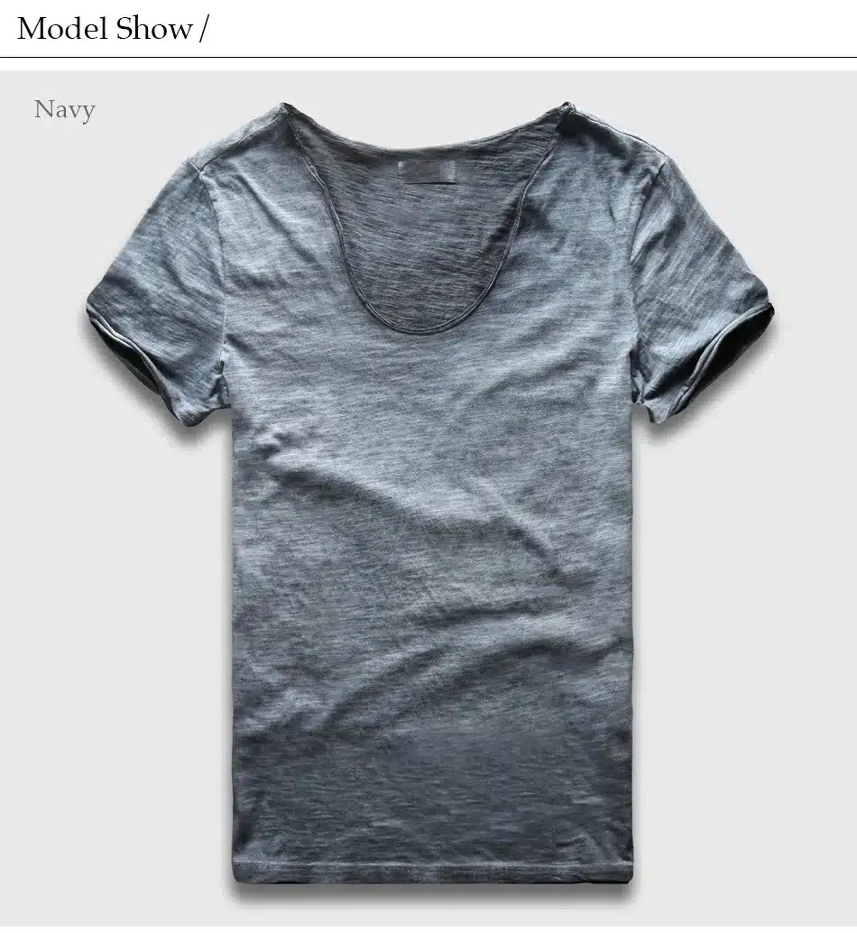 Zecmos Vintage Washed T-Shirt Men New Summer T Shirts Male Wide V Neck Slim Fit Top Tees Sexy Streetwear Tshirts Man Vneck 19