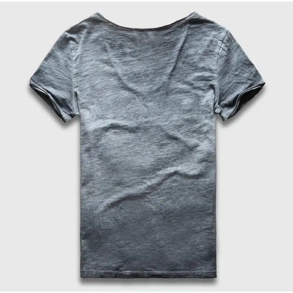 Zecmos Vintage Washed T-Shirt Men New Summer T Shirts Male Wide V Neck Slim Fit Top Tees Sexy Streetwear Tshirts Man Vneck 20