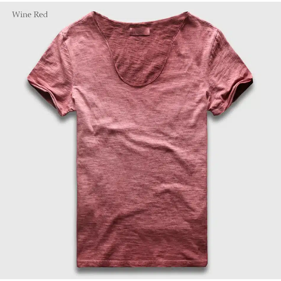 Zecmos Vintage Washed T-Shirt Men New Summer T Shirts Male Wide V Neck Slim Fit Top Tees Sexy Streetwear Tshirts Man Vneck 21