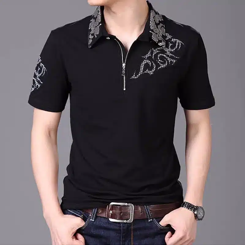 Summer 2017 Hot Men T Shirt Silver Dragon Tattoo Collar Short Sleeve Cotton T-shirt Men's Casual Gentleman Tee Shirt Plus 5XL 19