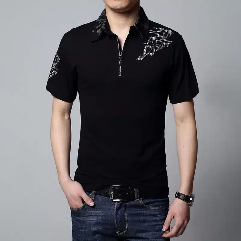 Summer 2017 Hot Men T Shirt Silver Dragon Tattoo Collar Short Sleeve Cotton T-shirt Men's Casual Gentleman Tee Shirt Plus 5XL 20